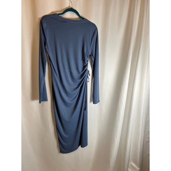 Vero Moda Phine Long Sleeve Rib Jersey Dress Coronet Blue Comfort Casual Travel - Picture 2 of 10